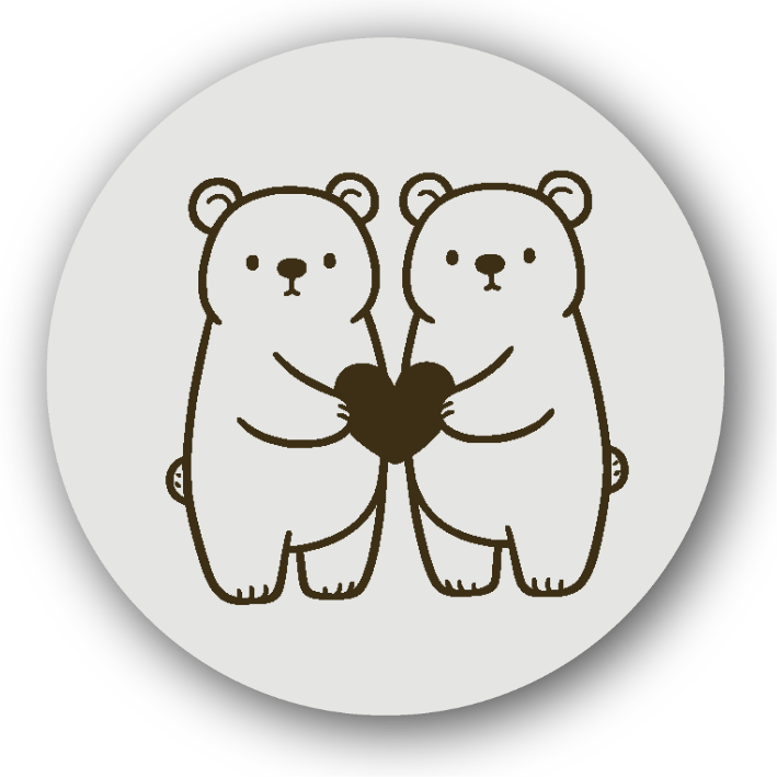 Bears Holding Heart Cute  - Fridge Magnet